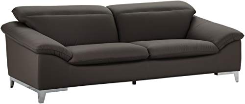 Mivano Ledersofa Teresa, Moderne 3-Sitzer Couch mit verstellbaren Kopfstützen, 235 x 84 x 109, Kunstleder Braun von Mivano