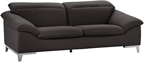 Mivano Ledersofa Teresa, Moderne 3-Sitzer Couch mit verstellbaren Kopfstützen, 235 x 84 x 109, Kunstleder Dunkelgrau von Mivano