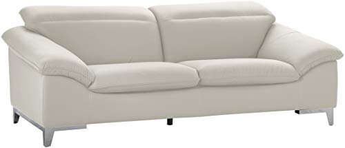 Mivano Ledersofa Teresa, Moderne 3-Sitzer Couch mit verstellbaren Kopfstützen, 235 x 84 x 109, Kunstleder Weiß von Mivano