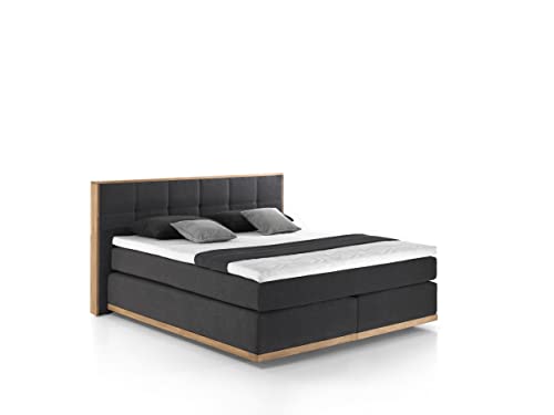 Mivano Levana Boxspringbett mit Sockel aus Eiche, 7-Zonen-Federkern, Matratzen H3 + Topper Basic, Chenille, Schwarz, Liegefläche 200 x 200 cm Mivano Levana Boxspringbett mit Sockel aus Eiche, 7-Zonen-Federkern, Matratzen H3 + Topper Basic, Chenille, Schwarz, Liegefläche 200 x 200 cm von Mivano