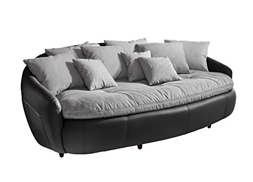 Mivano Megasofa Aruba / Großes Big Sofa mit Kissen / 238 x 80 x 140 / Materialmix Schwarz-Grau von Mivano