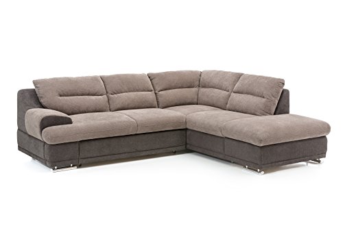 Mivano Schlafsofa Coast / Großes Ecksofa mit Schlaffunktion, Stauraum und Ottomane rechts / 264 x 88 x 217 / Materialmix: Braun/Dunkelbraun Mivano Schlafsofa Coast / Großes Ecksofa mit Schlaffunktion, Stauraum und Ottomane rechts / 264 x 88 x 217 / Materialmix: Braun/Dunkelbraun von Mivano