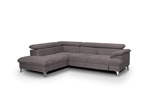 Mivano Schlafsofa David / Moderne Eckcouch mit verstellbaren Kopfstützen, Schlaffunktion und Stauraum / 256 x 71 x 208 / Mikrofaser-Bezug, Hellbraun von Mivano