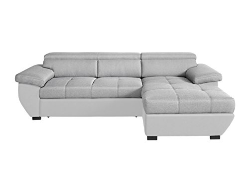 Mivano Schlafsofa Speedway / Moderne Couch in L-Form mit Bett, Bettkasten und verstellbaren Kopfteilen / 267 x 79 x 170 / Zweifarbig: Grau-Hellgrau von Mivano