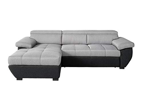 Mivano Schlafsofa Speedway / Moderne Couch in L-Form mit Bett, Bettkasten und verstellbaren Kopfteilen / 267 x 79 x 170 / Zweifarbig: Grau-Schwarz von Mivano