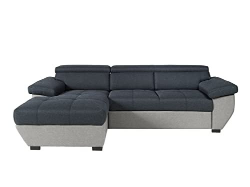 Mivano Schlafsofa Speedway / Moderne Couch in L-Form mit Bett, Bettkasten und verstellbaren Kopfteilen / 267 x 79 x 170 / Zweifarbig: Schwarz-Grau von Mivano