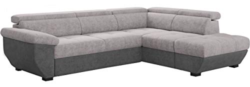 Mivano Schlafsofa Speedway / Eckcouch mit Bettfunktion, Stauraum und verstellbaren Kopfstützen / 262 x 79 x 224 / Zweifarbig: grau/dunkelgrau von Mivano