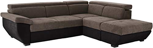 Mivano Schlafsofa Speedway / Moderne Eckcouch mit Schlaffunktion, Stauraum und verstellbaren Kopfteilen / 262 x 79 x 224 / Zweifarbiger Bezug, Dunkelgrau/Schwarz von Mivano