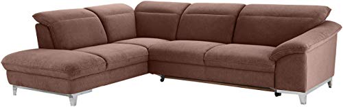 Mivano Schlafsofa Teresa / L-Form-Sofa mit Bett, verstellbaren Kopfstützen und Ottomane / 293 x 84 x 232 / Mikrofaser, Braun von Mivano