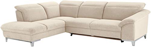 Mivano Schlafsofa Teresa / L-Form-Sofa mit Bett, verstellbaren Kopfstützen und Ottomane / 293 x 84 x 232 / Mikrofaser, Creme von Mivano