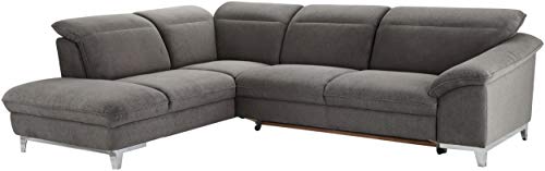 Mivano Schlafsofa Teresa / L-Form-Sofa mit Bett, verstellbaren Kopfstützen und Ottomane / 293 x 84 x 232 / Mikrofaser, Dunkelgrau von Mivano