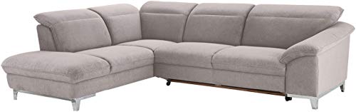 Mivano Schlafsofa Teresa / L-Form-Sofa mit Bett, verstellbaren Kopfstützen und Ottomane / 293 x 84 x 232 / Mikrofaser, Grau von Mivano