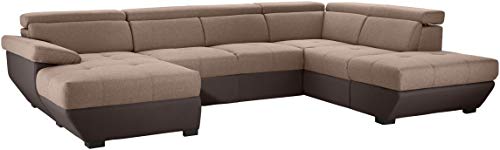 Mivano U-Form-Sofa Speedway, Moderne Wohnlandschaft mit verstellbaren Kopfteilen, 332 x 79 x 222, Zweifarbiger Bezug, Braun/Anthrazit Mivano U-Form-Sofa Speedway, Moderne Wohnlandschaft mit verstellbaren Kopfteilen, 332 x 79 x 222, Zweifarbiger Bezug, Braun/Anthrazit von Mivano
