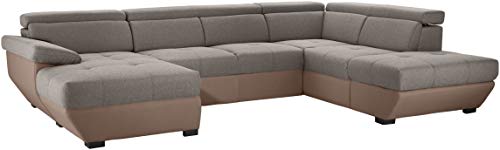 Mivano U-Form-Sofa Speedway, Moderne Wohnlandschaft mit verstellbaren Kopfteilen, 332 x 79 x 222, Zweifarbiger Bezug, Grau/Braun Mivano U-Form-Sofa Speedway, Moderne Wohnlandschaft mit verstellbaren Kopfteilen, 332 x 79 x 222, Zweifarbiger Bezug, Grau/Braun von Mivano