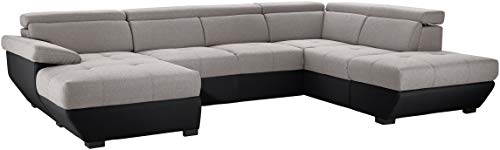 Mivano U-Form-Sofa Speedway, Moderne Wohnlandschaft mit verstellbaren Kopfteilen, 332 x 79 x 222, Zweifarbiger Bezug, Grau/Schwarz Mivano U-Form-Sofa Speedway, Moderne Wohnlandschaft mit verstellbaren Kopfteilen, 332 x 79 x 222, Zweifarbiger Bezug, Grau/Schwarz von Mivano