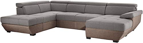 Mivano Wohnlandschaft Speedway, Modernes U-Form-Sofa mit verstellbaren Kopfstützen, 332 x 79 x 222, Zweifarbiger Bezug, Grau/Braun Mivano Wohnlandschaft Speedway, Modernes U-Form-Sofa mit verstellbaren Kopfstützen, 332 x 79 x 222, Zweifarbiger Bezug, Grau/Braun von Mivano