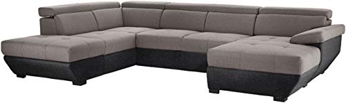 Mivano Wohnlandschaft Speedway, Modernes U-Form-Sofa mit verstellbaren Kopfstützen, 332 x 79 x 222, Zweifarbiger Bezug, Grau/Schwarz Mivano Wohnlandschaft Speedway, Modernes U-Form-Sofa mit verstellbaren Kopfstützen, 332 x 79 x 222, Zweifarbiger Bezug, Grau/Schwarz von Mivano