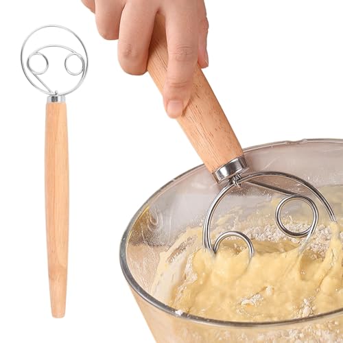 Mivanta 304 Edelstahldraht 13-Zoll-Holländischer Schneebesen Eierschläger Dänischer Teig Schneebesen Mit Holzgriff Mixer, Holzgriff Küche Backen Werkzeuge Für Brotkuchenherstellung von Mivanta