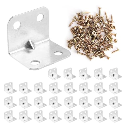 Mivanta Metall Winkelverbinder 30 Stück mit 120 Schrauben – Montagewinkel für Holzverbinder, Befestigungswinkel, starker Metallwinkel für Möbel und Bauprojekte von Mivanta