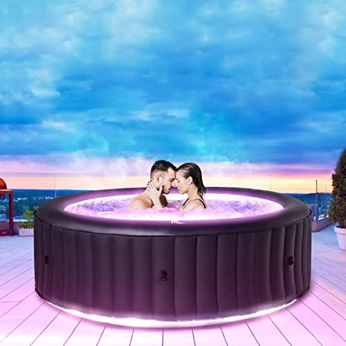 Miweba MSpa aufblasbarer Whirlpool mit Premium LED Beleuchtung - Outdoor Pool Aurora | Rund ⌀ 204.0 cm - 6 Personen Spa aufblasbar - Ozon & UV-C Reinigung - Bis 1429 L - Bis 40°C (6 Personen) von Miweba