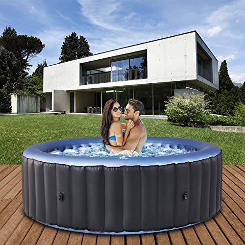 Miweba MSpa aufblasbarer Whirlpool Outdoor Bergen C-BE061 | Rund ⌀ 204.0 cm - 6 Personen Spa Pool aufblasbar - UV-C Reinigung - Bis 1429 L - 40°C - Fernbedienung - 138 Düsen - TÜV GS (6 Personen) von Miweba