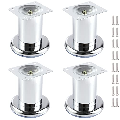 MixDora 4 x Möbelfuß Schrankfuß Bettfüße Couchfüße Sofafüße Möbelbein Basis Chrom (80 mm) von MixDora