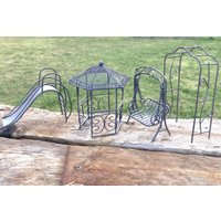 Minigarten Miniatur Garten Feengarten Schaukel Bogen Pavillon Rutsche Gartenmöbel Wichtel Zubehör Puppenhaus von MixToFitShop