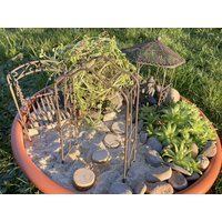 Minigarten Miniatur Garten Feengarten Schaukel Bogen Pavillon Rutsche Gartenmöbel Wichtel Zubehör Puppenhaus von MixToFitShop