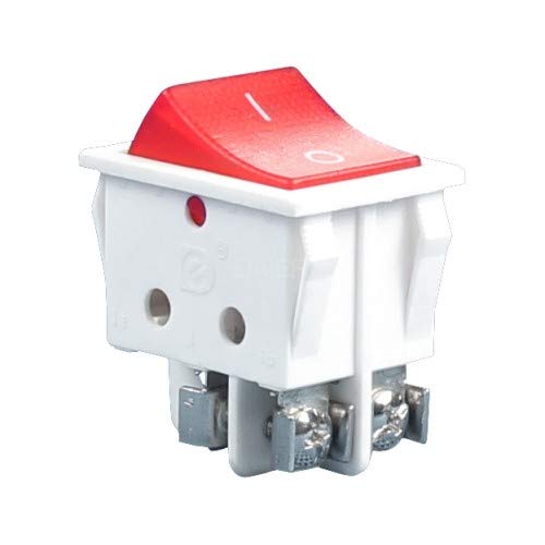 Einbau Wippschalter mit schraubkontakten, Geräteschalter, 2 polig (4pin) 16A 250~ rotbeleuchtet von ChiliTec