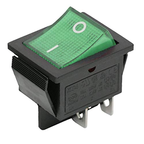 Wippenschalter 4 pin 16A 250VAC Geräteschalter, 28.5 * 21.9mm Wippe beleuchtet grün (5) von MixWare-MegaShop