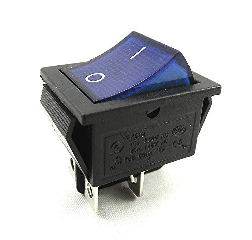 Wippenschalter 4 pin 16A 250VAC Geräteschalter, 28.5 * 21.9mm blau Wippe beleuchtet (2) von MixWare-MegaShop