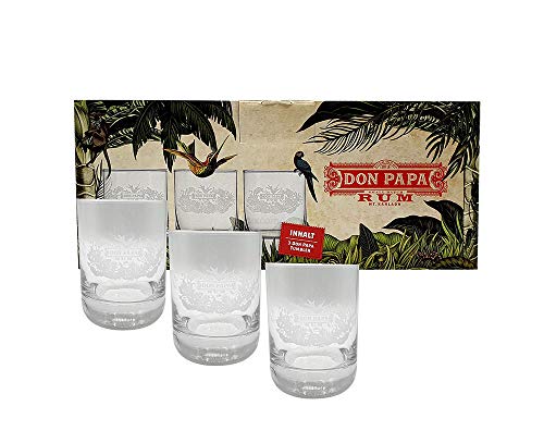 Don Papa Rum Tumbler Glas Gläser Longdrinkglas mit Verpackung Set - 3 x Gläser von Mixcompany.de Bar & Glas