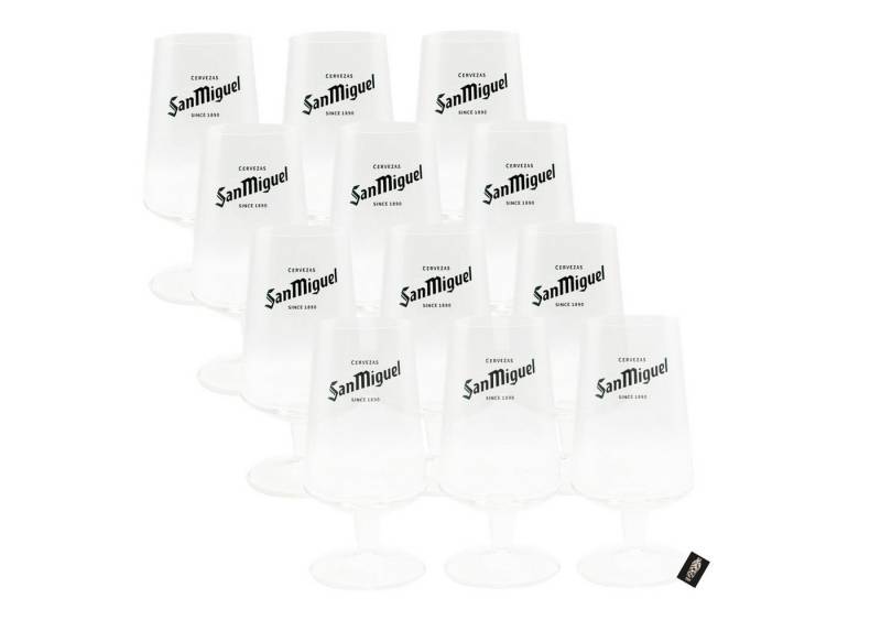Mixcompany Gläser-Set San Miguel Glas 12er-Set Grün-Goldene Beschriftung geeicht: 30cl von Mixcompany