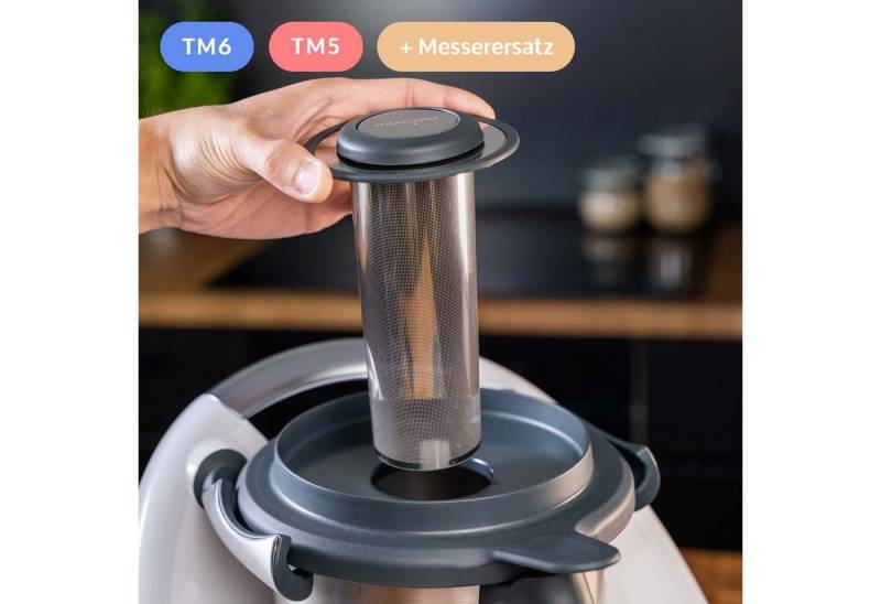 Mixcover Küchenmaschinen-Adapter mixcover Edelstahl Teesieb passend für Thermomix in Verbindung mit Messerersatz von Mixcover