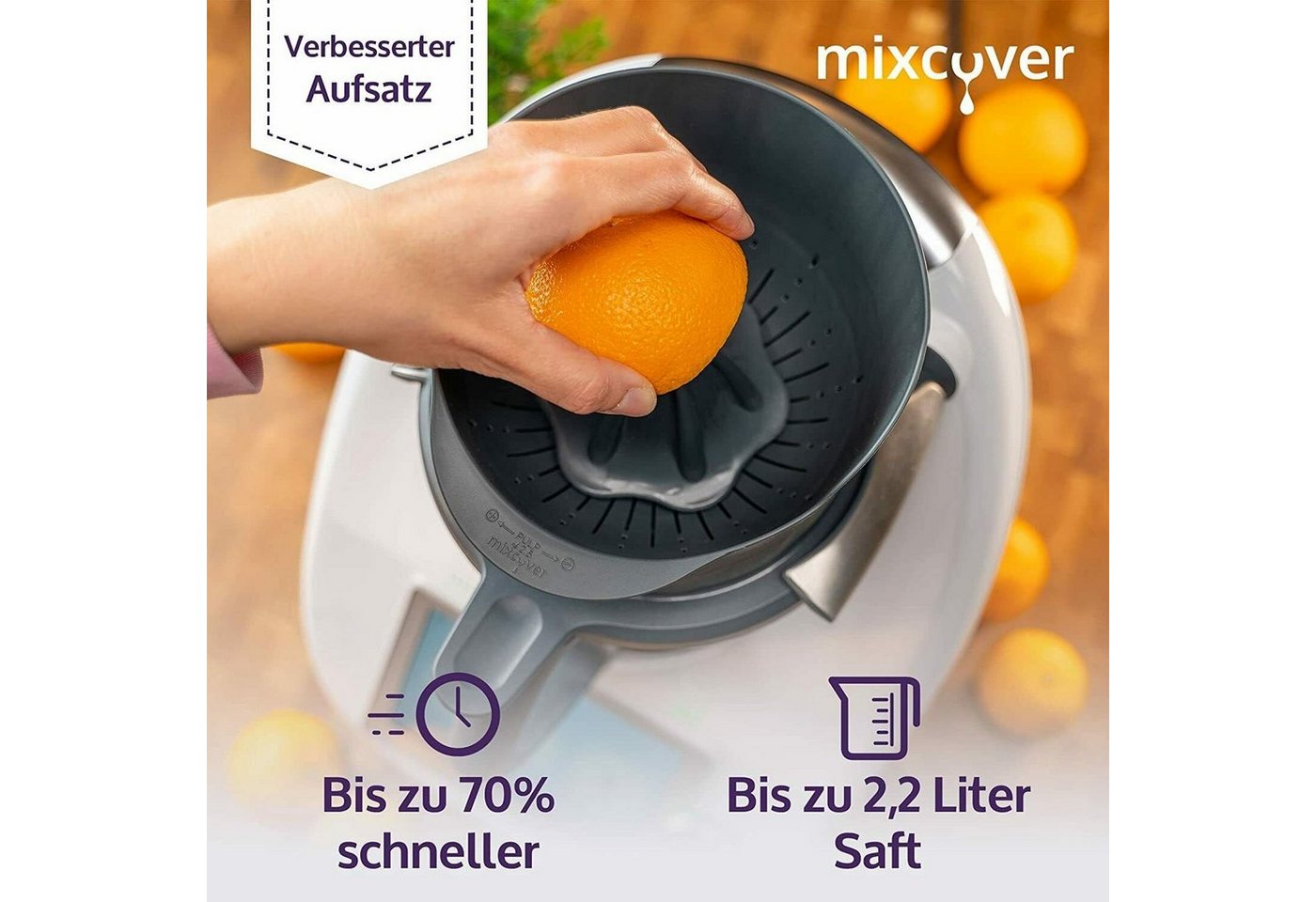 Mixcover Küchenmaschinen-Adapter mixcover verbesserte Saftpresse/Zitruspresse für Thermomix TM6 & TM5 von Mixcover