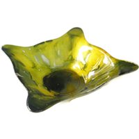 Handbemalte Glasschale Dekorative Wohnbekleidung Grün Glas Gelb Gold von MixedupDollys