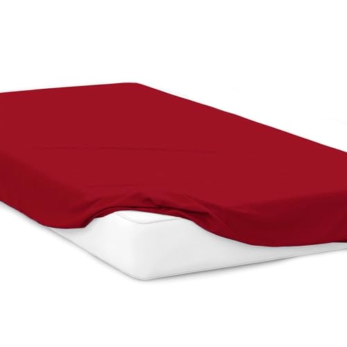 Mixi Trends Spannbettlaken Jersey Spannbetttuch 100% Baumwolle Bettlaken Bettlaken, Größe:180 x 200 cm, Farbe:Rot von Mixi Trends