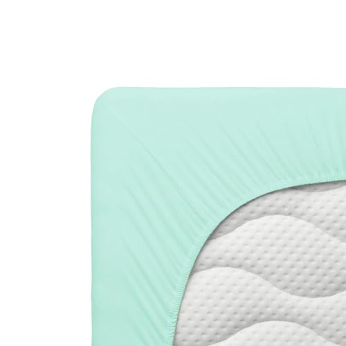 Mixi Trends Spannbettlaken Jersey Spannbetttuch 100% Baumwolle Bettlaken Bettlaken, Größe:200 x 200 cm, Farbe:Mint von Mixi Trends