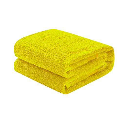 Mixi Trends Waschhandschuh, Gästetuch, Handtuch, Duschtuch, Badetuch, Saunatuch aus Frottee, Größe:Badetuch 100x150cm, Farbe:Gelb von Mixi Trends