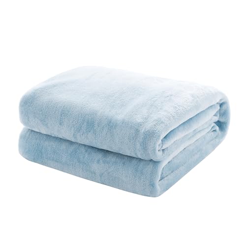 Mixibaby Kuscheldecke Flauschige extra weich & warm Wohndecke Flanell Fleecedecke, Falten beständig/Anti-verfärben als Sofadecke oder Bettüberwurf, Größe:220 cm x 240 cm, Farbe:Babyblau von Mixibaby