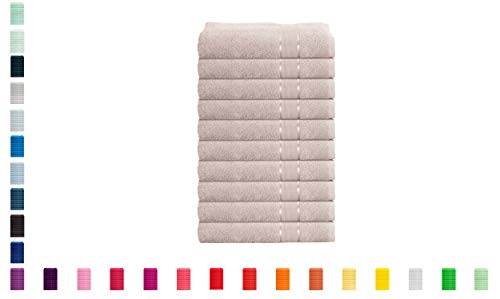 Mixibaby 10er Set Handtücher Duschtücher Badetücher Saunatücher Frottee 100 Baumwolle, Größe:Handtuch 50x100cm, Farbe:Beige von Mixibaby