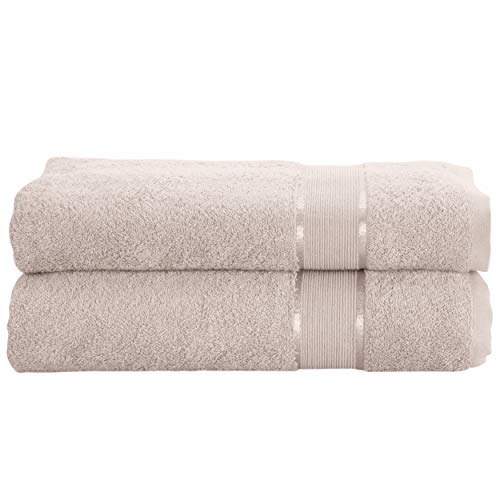 Mixibaby 2er Set Gästetuch Handtuch Duschtuch Badetuch Saunatuch Frottee Baumwolle 500gsm, Größe:Duschtuch 70x140cm, Farbe:Beige von Mixibaby