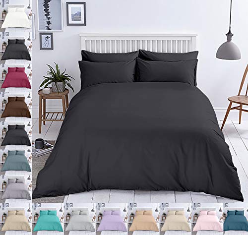 Mixibaby Bettwäsche Baumwolle Renforce Reißverschluss Größe Design 2-3 teilig Wählbar, Farbe Bettwäsche:Schwarz, Größe:200 x 200 cm von Mixibaby