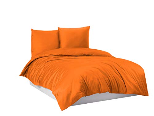 Mixibaby Bettwäsche Bettgarnitur Bettbezug 100% Baumwolle 135x200 155x220 200x220 200x200, Farbe:Orange, Größe:200 x 220 cm von Mixibaby