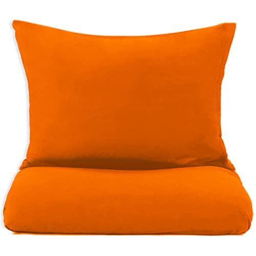 Mixibaby Bettwäsche Bettgarnitur Bettbezug 100% Baumwolle 155x220 135x200 200x200 200x220, Farbe:Orange, Grösse:4tlg. 135 x 200 cm von Mixibaby