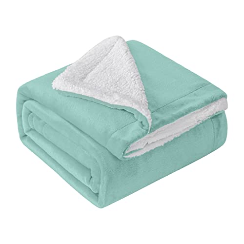 Mixibaby Flauschige Kuscheldecke Sherpa Coral extra weich & warm Wohndecke Flanell Fleecedecke, Größe:150 cm x 200 cm, Farbe:Mint von Mixibaby