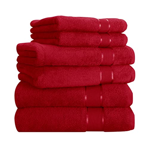 Mixibaby Handtuch 6er Set 2X Duschtuch 2X Handtuch 2X Gästetuch 100% Baumwolle Frottee, Farbe:Rot von Mixibaby