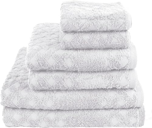 Mixibaby Handtuch 6er Set 2X Duschtuch 2X Handtuch 2X Gästetuch 100% Baumwolle Frottee, Farbe:Weiss Jacquard von Mixibaby