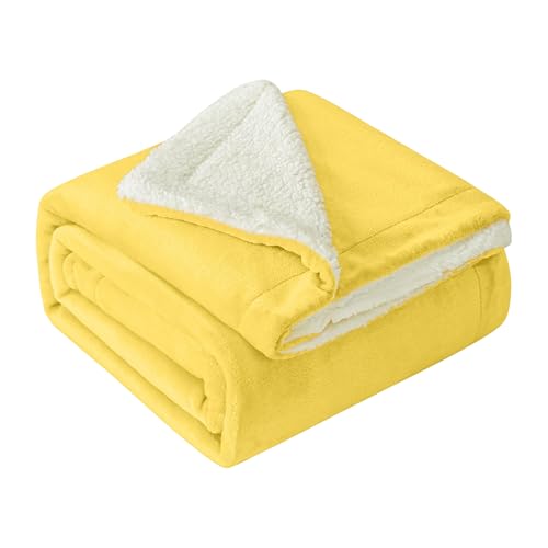 Mixibaby Hochwertige Wohndecken Kuscheldecken, extra Dicke warm Sofadecke/Couchdecke, Größe:150 cm x 200 cm, Farbe:Gelb von Mixibaby