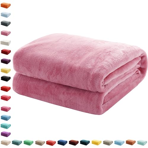 Mixibaby Kuscheldecke Flauschige Wohndecke Fleecedecke Sofadecke Bettüberwurf 220 x 240cm, Farbe:Altrosa von Mixibaby